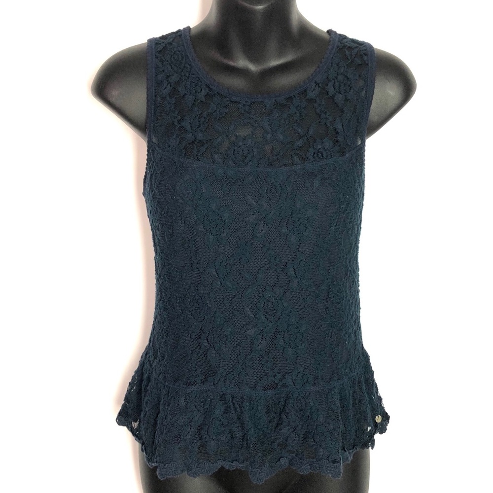 Abercrombie and Fitch Navy Lace Overlay Top Small